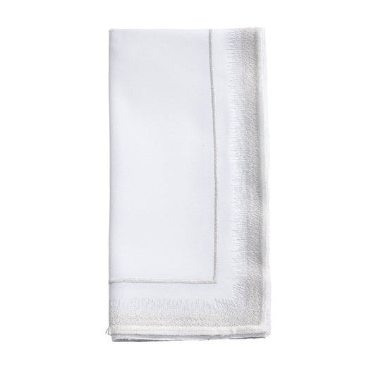 Silver Embroidered Border Napkins 100% polyester, 18 Inch Square (4 pcs.)