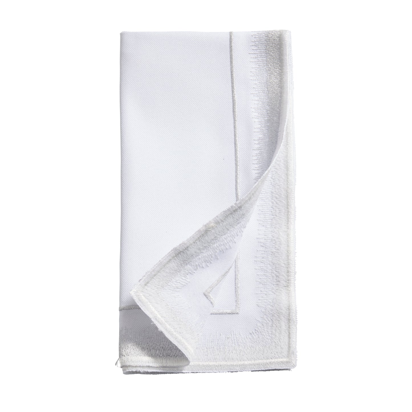 Silver Embroidered Border Napkins 100% polyester, 18 Inch Square (4 pcs.)