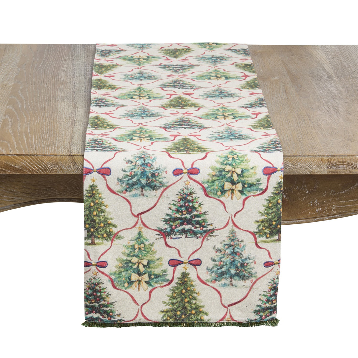 Christmas Multi Christmas Trees Table Runner, 95% Cotton, 3% Metallic, 2% Polyester