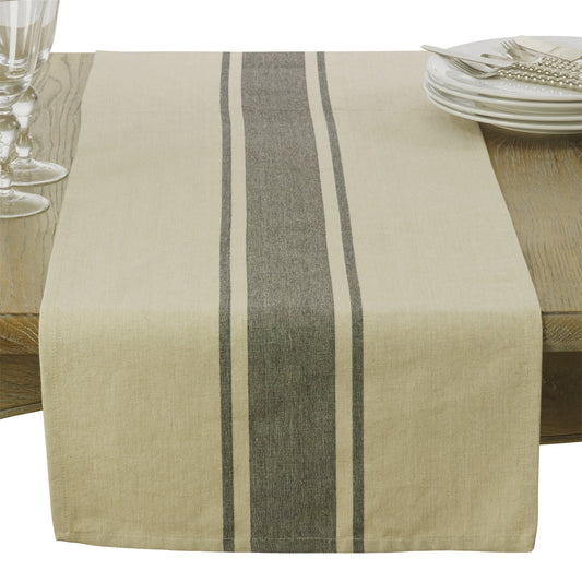 Everyday / All Season Natural Beige Banded Design Table Runner, 100% cotton