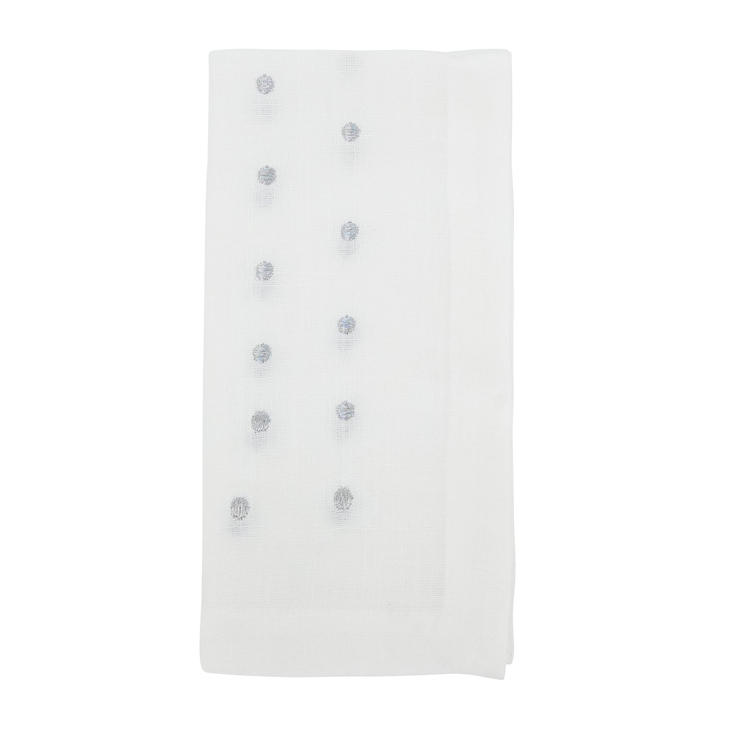 Silver Polka Dot Napkins 100% Polyester, 20 Inch Square (4 pcs.)