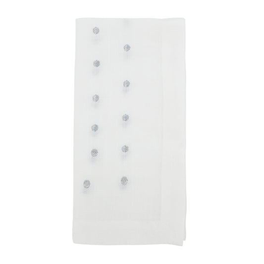 Silver Polka Dot Napkins 100% Polyester, 20 Inch Square (4 pcs.)