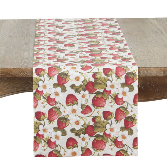 Everyday / All Season Multi Strawberry Table Runner, 100% cotton