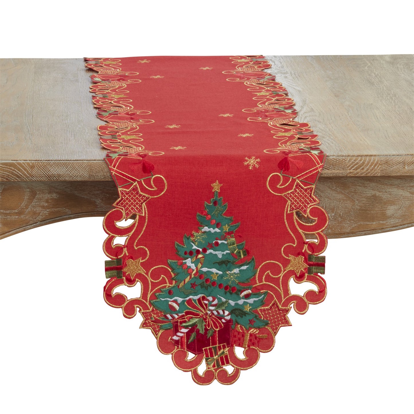 Christmas Red Christmas Tree Table Runner, 100% Polyester