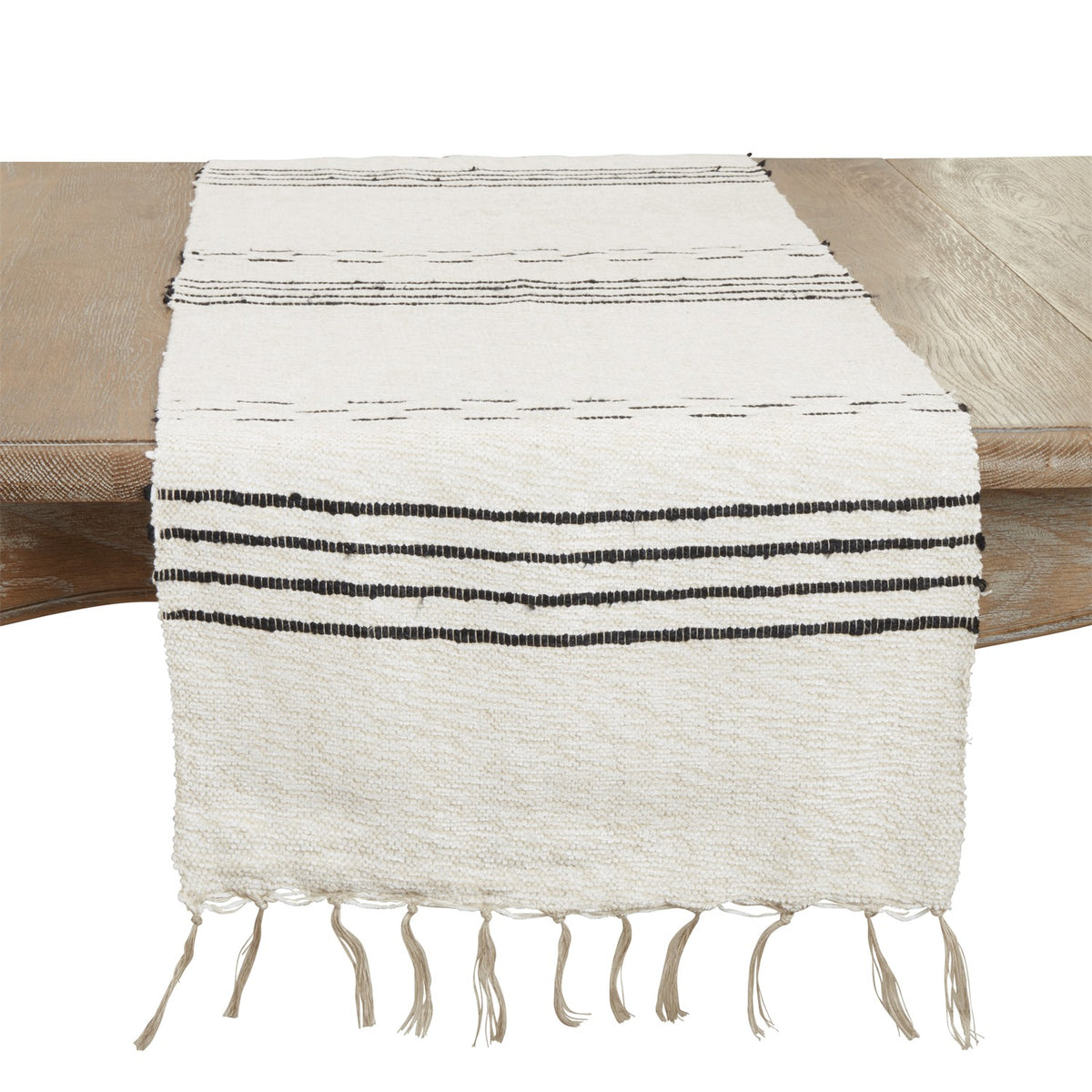Everyday / All Season Natural Beige Striped Dash Table Runner, 100% cotton