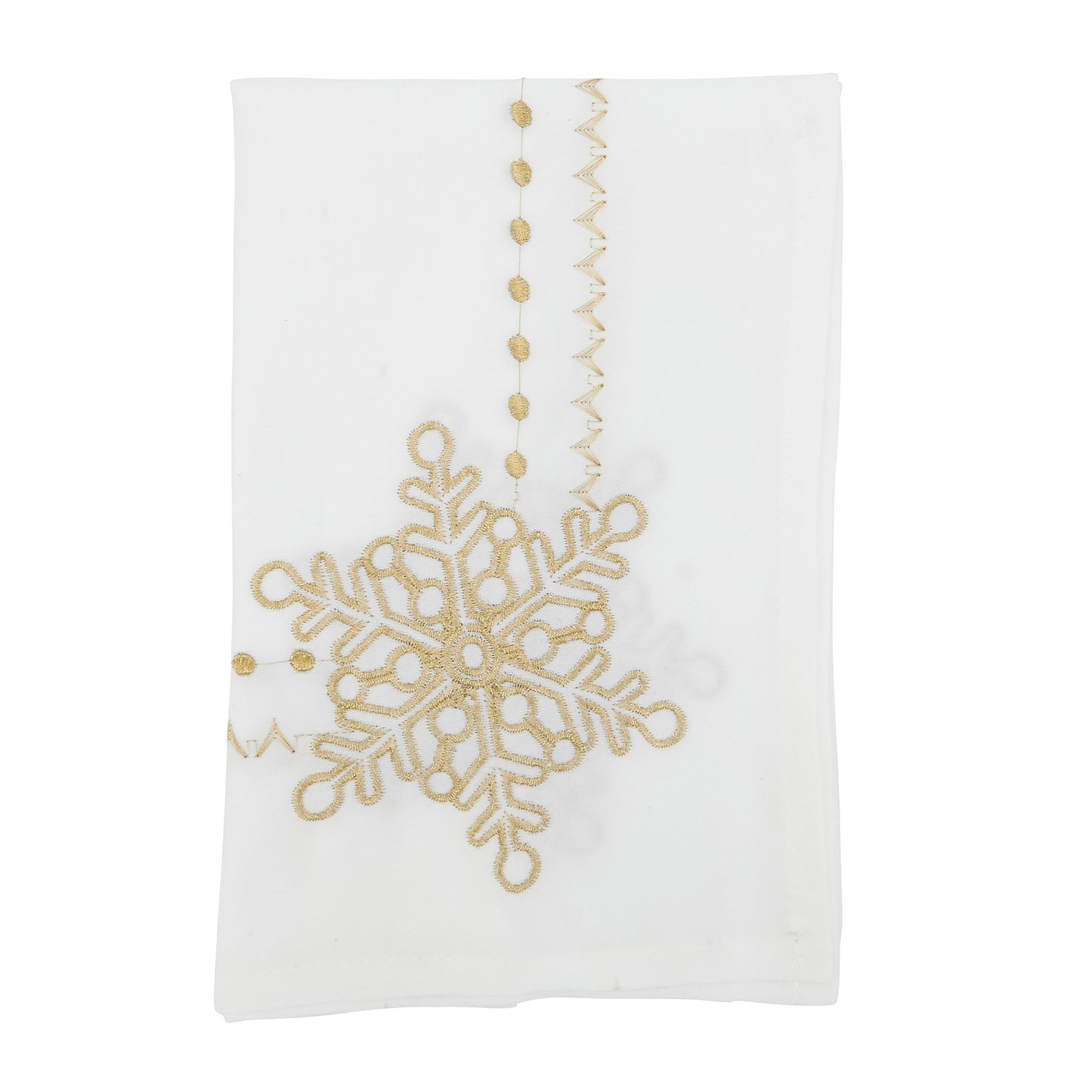 White Embroidered Snowflakes Napkins 100% Polyester, 20 Inch Square (4 pcs.)