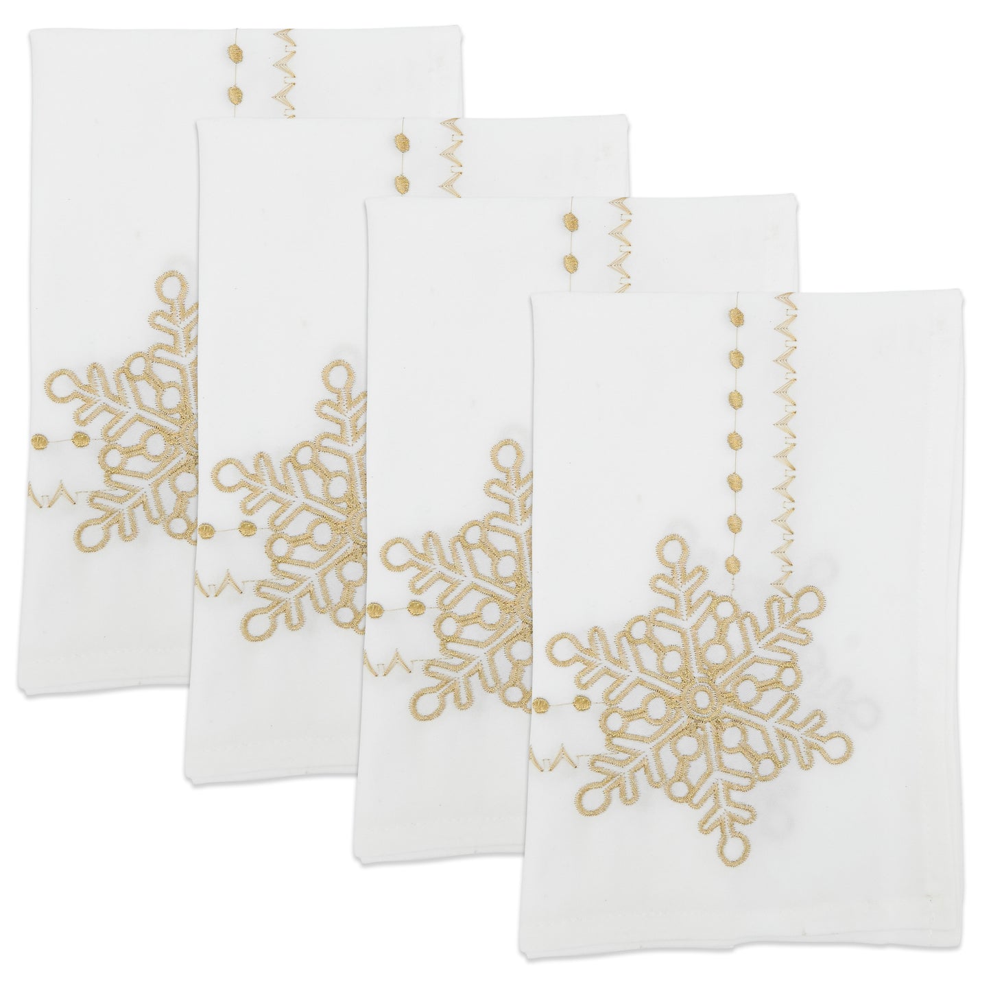 White Embroidered Snowflakes Napkins 100% Polyester, 20 Inch Square (4 pcs.)