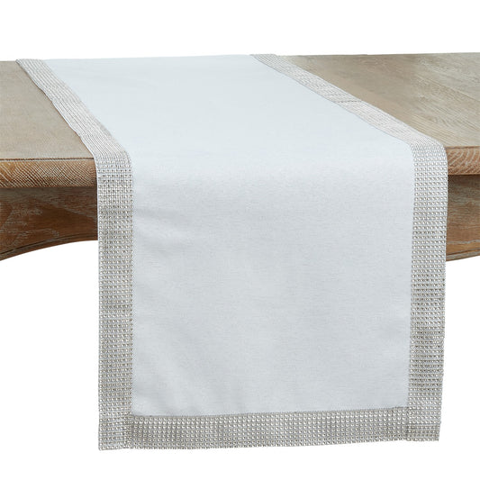 Everyday / All Season White Studded Table Runner, 100% Polyester