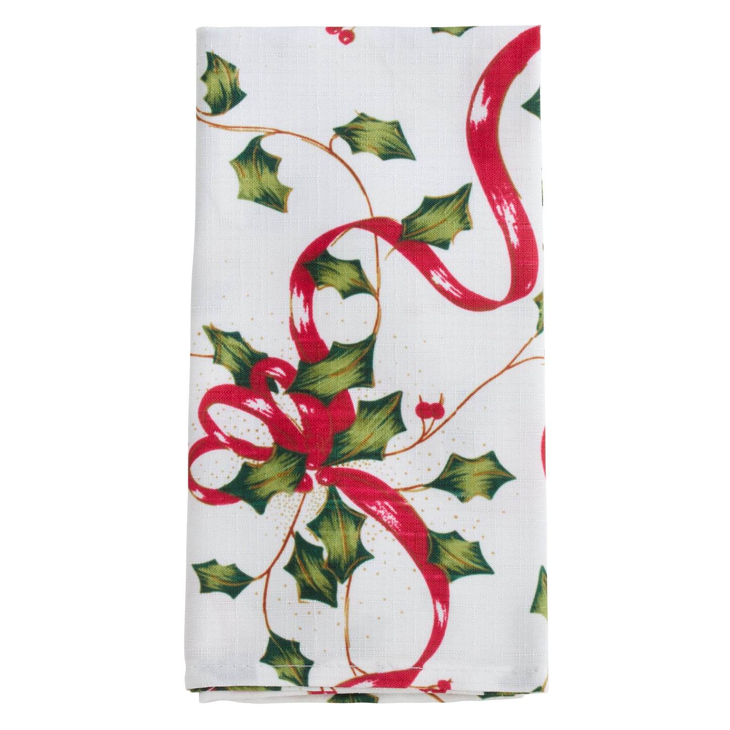 Multi Holly and Ribbon Napkins 100% polyester, 20 Inch Square (12 pcs.)