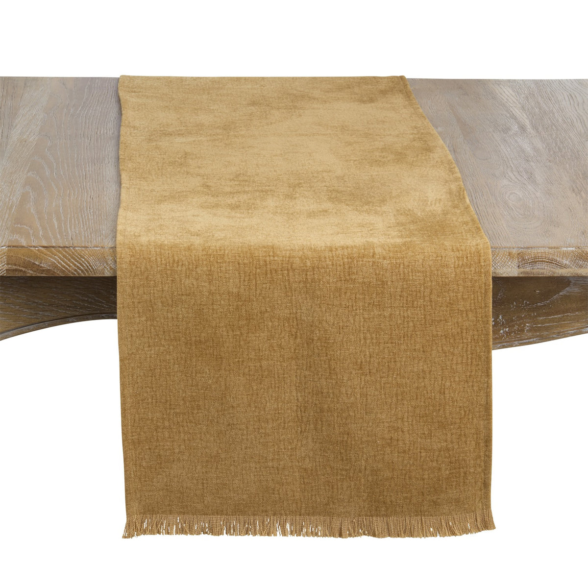 Everyday / All Season Mustard Yellow Fringe Edge Table Runner, 100% polyester