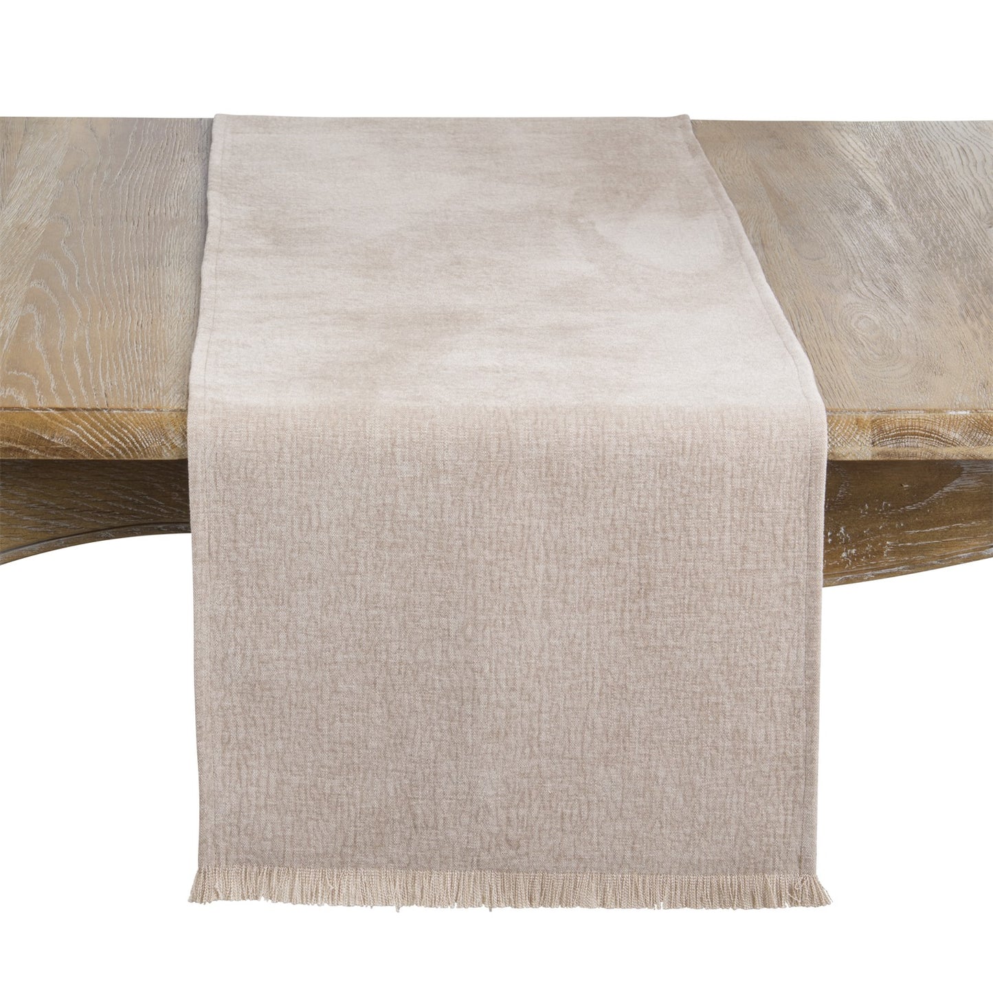 Everyday / All Season Natural Beige Fringe Edge Table Runner, 100% polyester