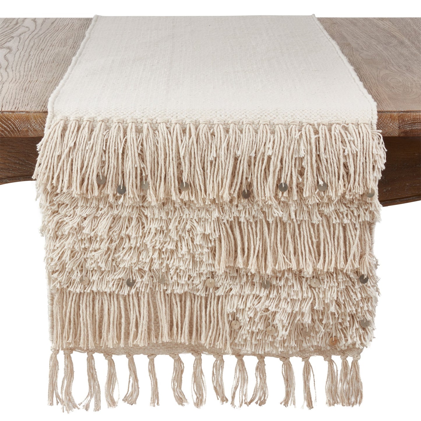 Everyday / All Season Silver Sequin Moroccan Table Runner, 100% cotton