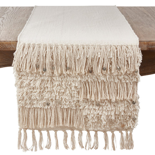 Everyday / All Season Silver Sequin Moroccan Table Runner, 100% cotton