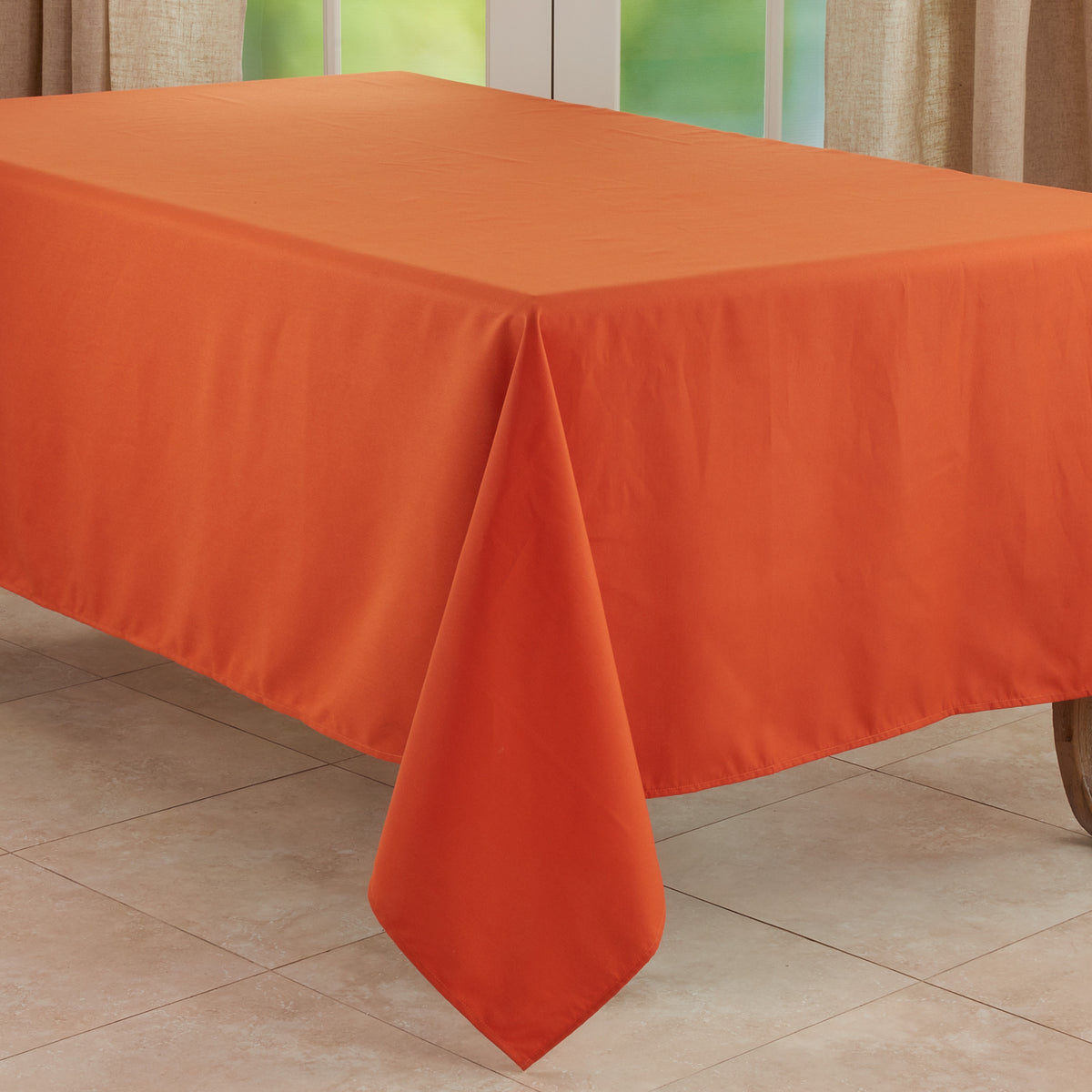 Pumpkin Orange  Everyday Design Tablecloth  100% polyester