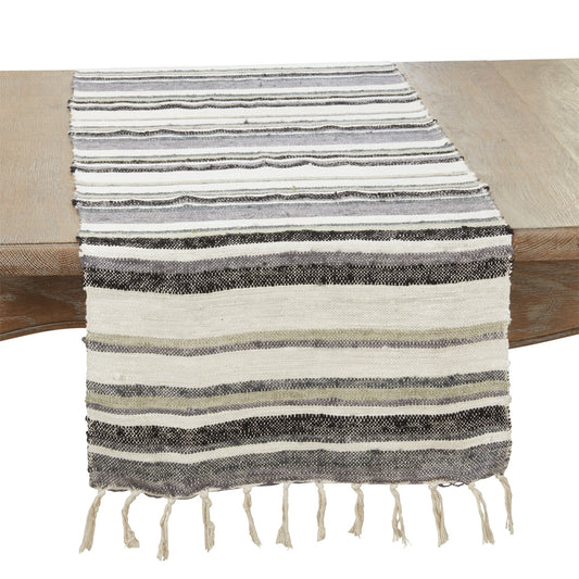 Everyday / All Season Blue-Grey Striped Table Runner, 100% cotton