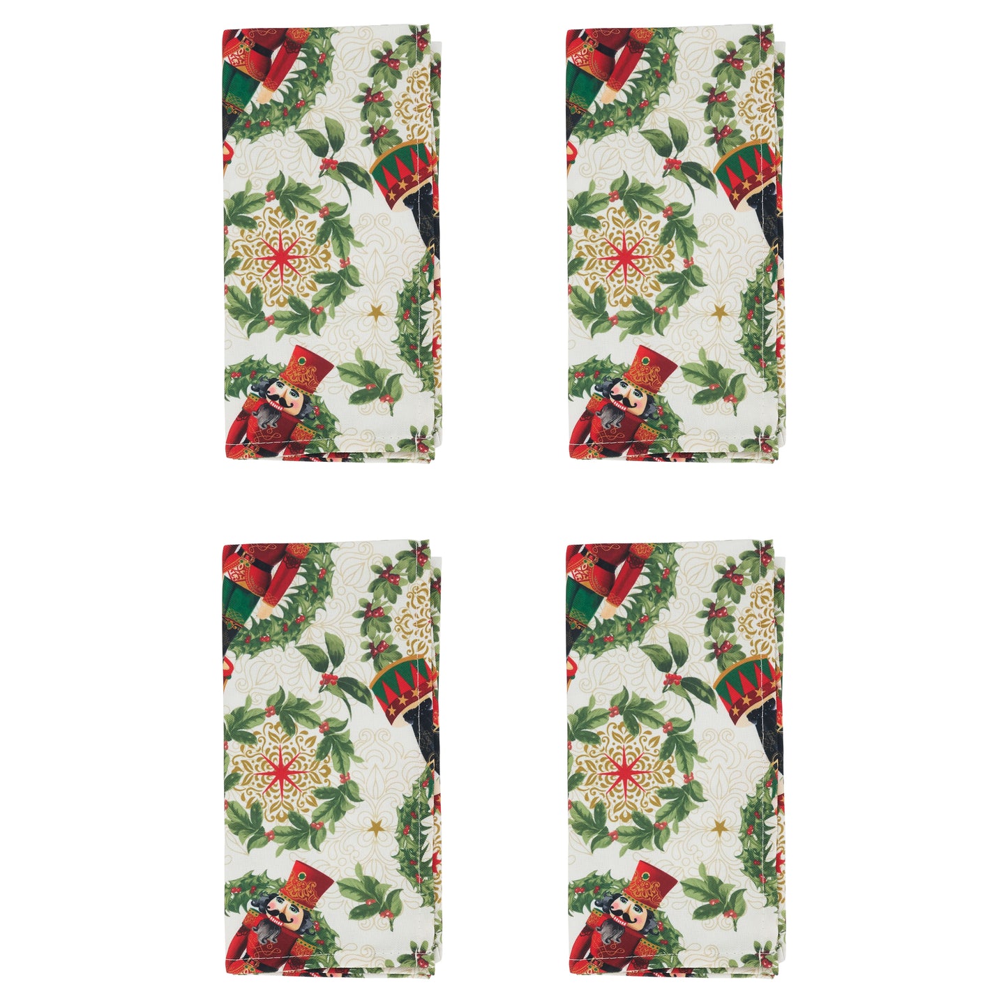Red/Green Nutcracker Napkins 100% polyester, 20 Inch Square (4 pcs.)