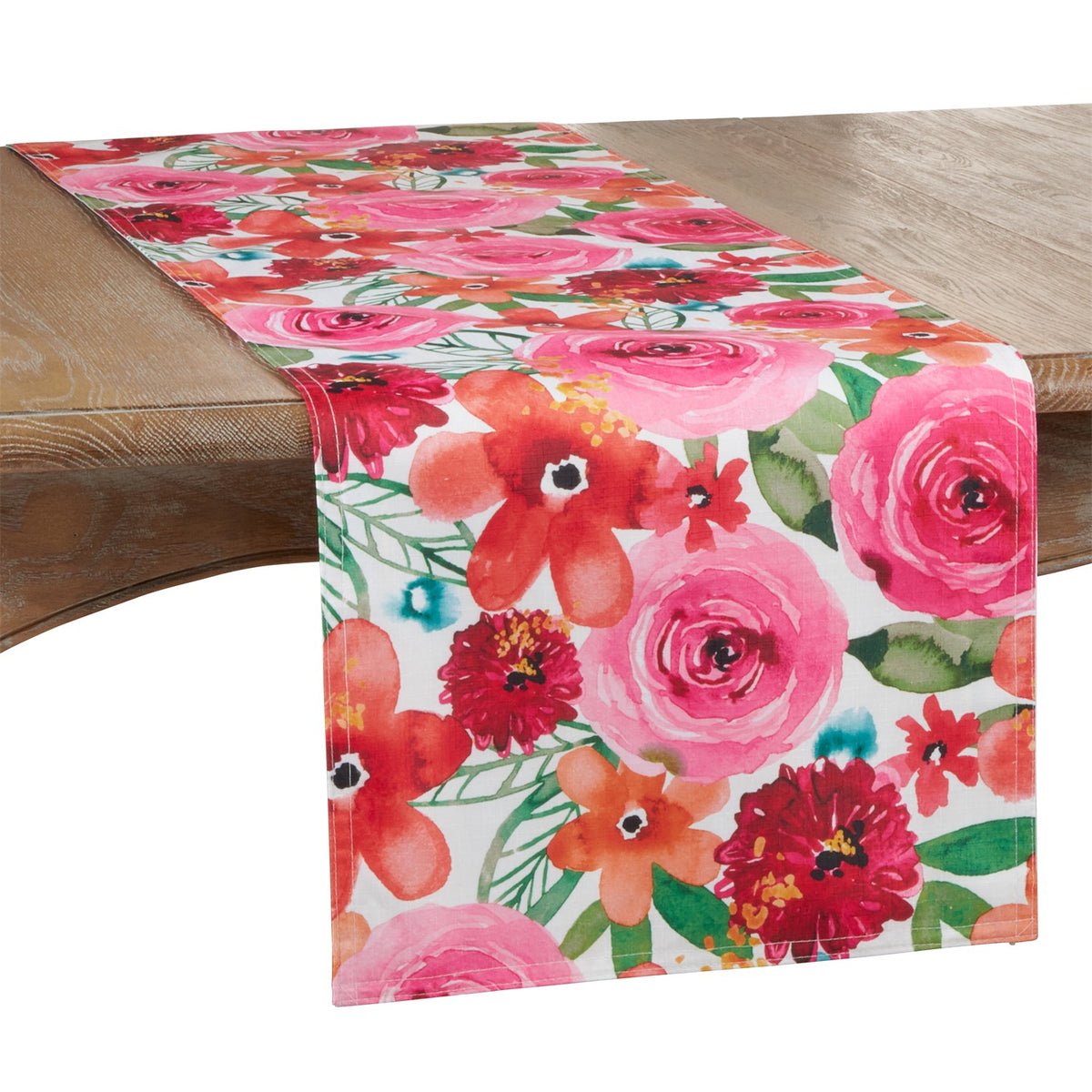 Christmas Multi Santa Monica Floral Table Runner, 100% Polyester