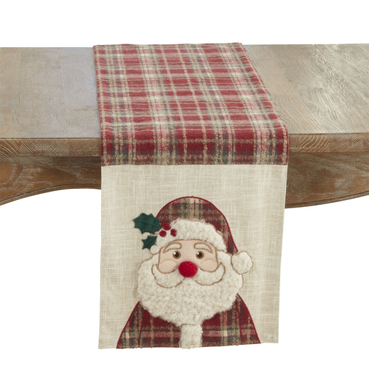 Christmas Multi Plaid Santa Table Runner, 100% Polyester