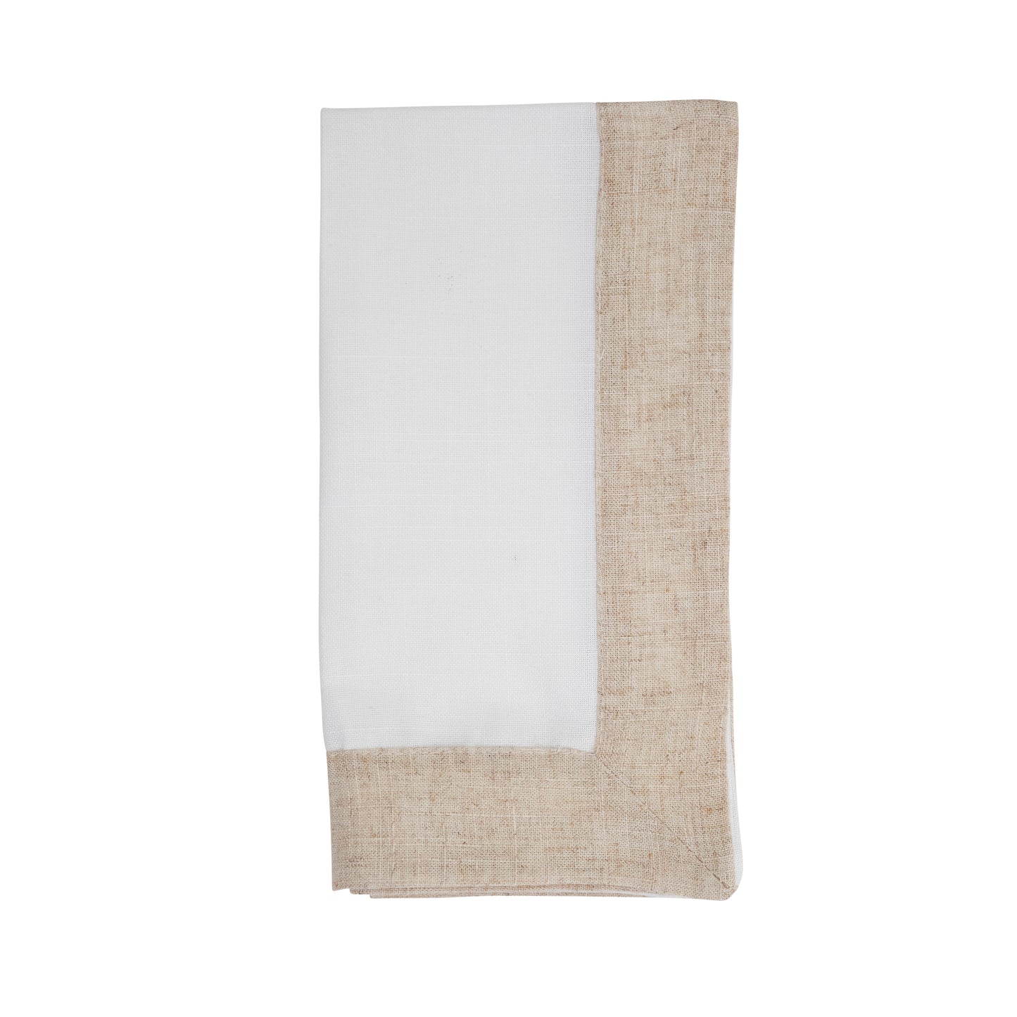 Ivory Two Tone Napkins linen: 100% polyester - border: 80% polyester, 20% linen, 20 Inch Square (4 pcs.)