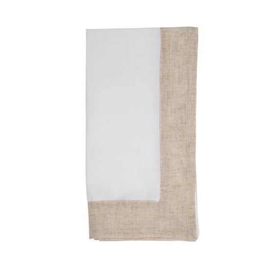 Ivory Two Tone Napkins linen: 100% polyester - border: 80% polyester, 20% linen, 20 Inch Square (4 pcs.)