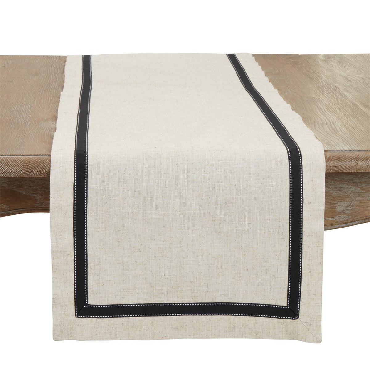 Everyday / All Season Black Grosgrain Table Runner, 80% polyester - 20% linen