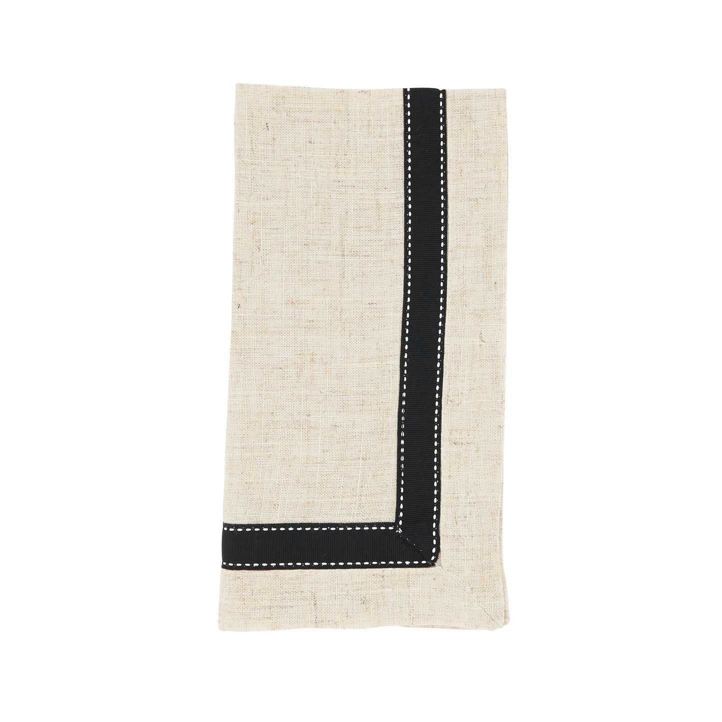 Black Grosgrain Napkins 80% polyester - 20% linen, 20 Inch Square (4 pcs.)
