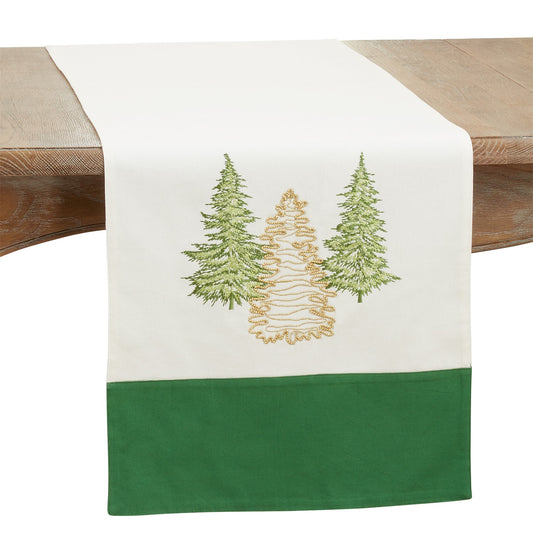 Christmas Green Christmas Trees Table Runner, front: 100% cotton - back: 100% polyester