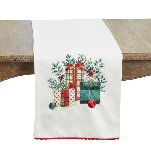 Christmas Multi Christmas Gifts Table Runner, 100% Polyester