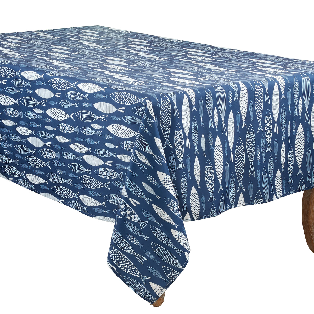Navy Blue  Fish Tablecloth  100% polyester