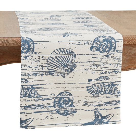 Everyday / All Season Indigo Blue Nautical Design Table Runner, 100% cotton
