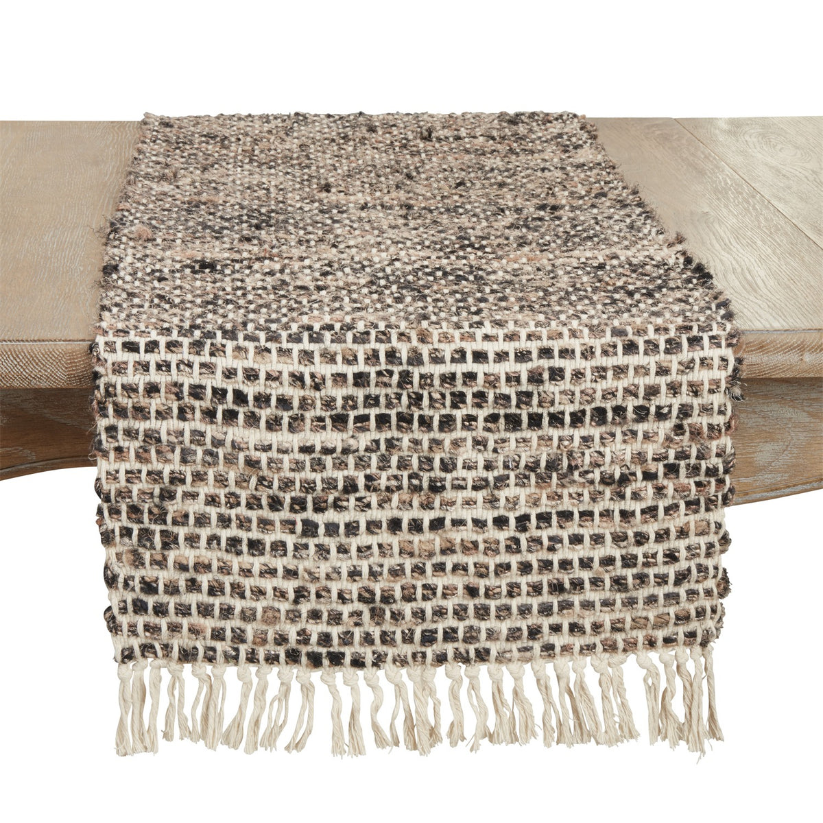 Everyday / All Season Natural Beige Striped Table Runner, 100% cotton