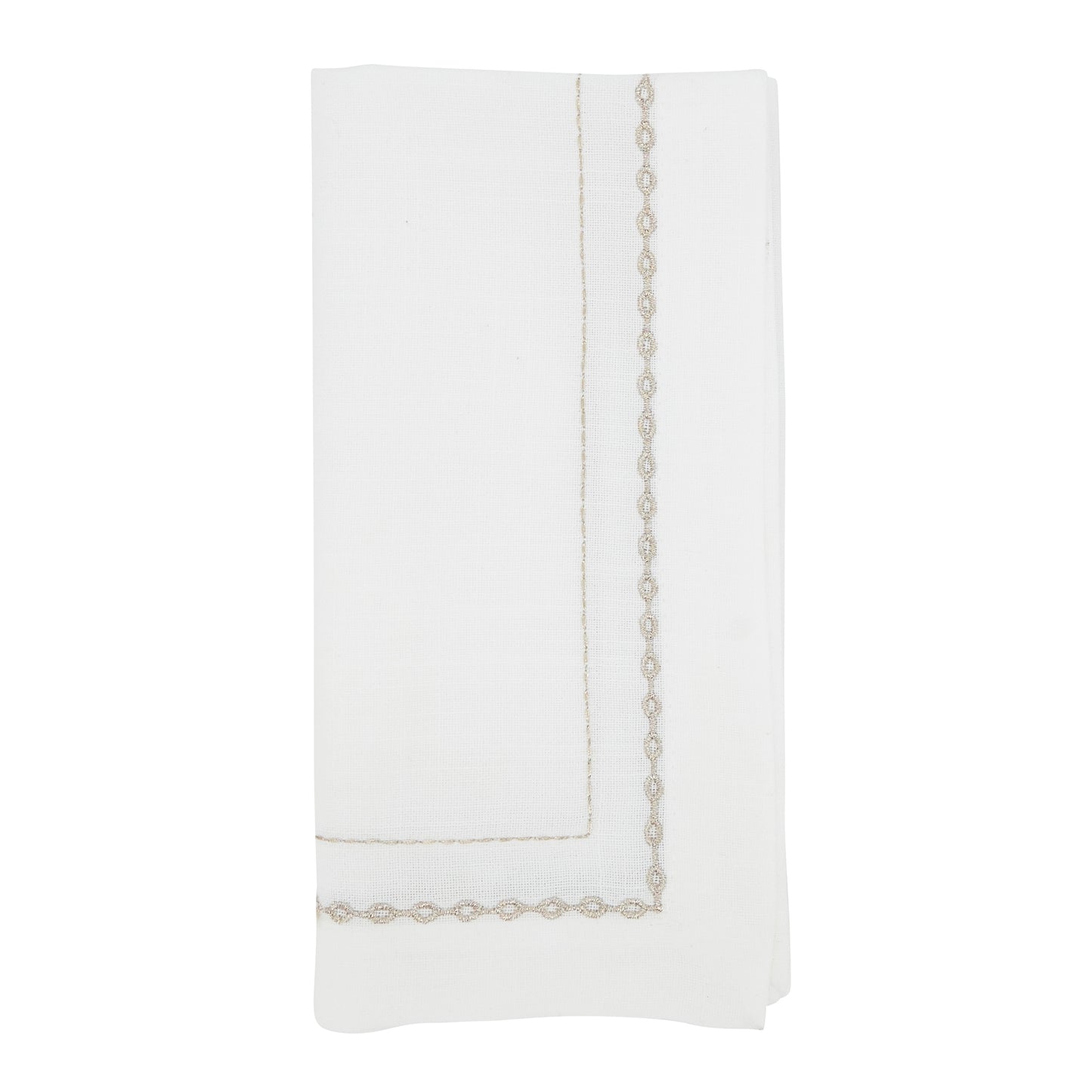 Gold Embroidered Chainlink Napkins 100% Polyester, 20 Inch Square (4 pcs.)