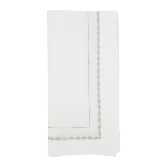 Gold Embroidered Chainlink Napkins 100% Polyester, 20 Inch Square (4 pcs.)