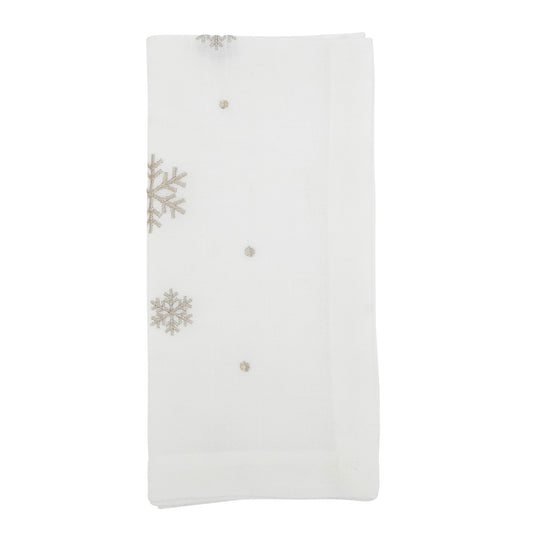 Gold Embroidered Snowflake Napkins 100% Polyester, 20 Inch Square (4 pcs.)