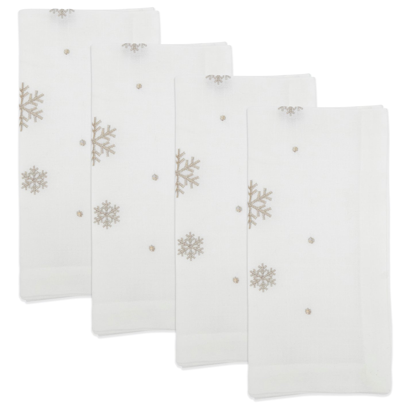 Gold Embroidered Snowflake Napkins 100% Polyester, 20 Inch Square (4 pcs.)