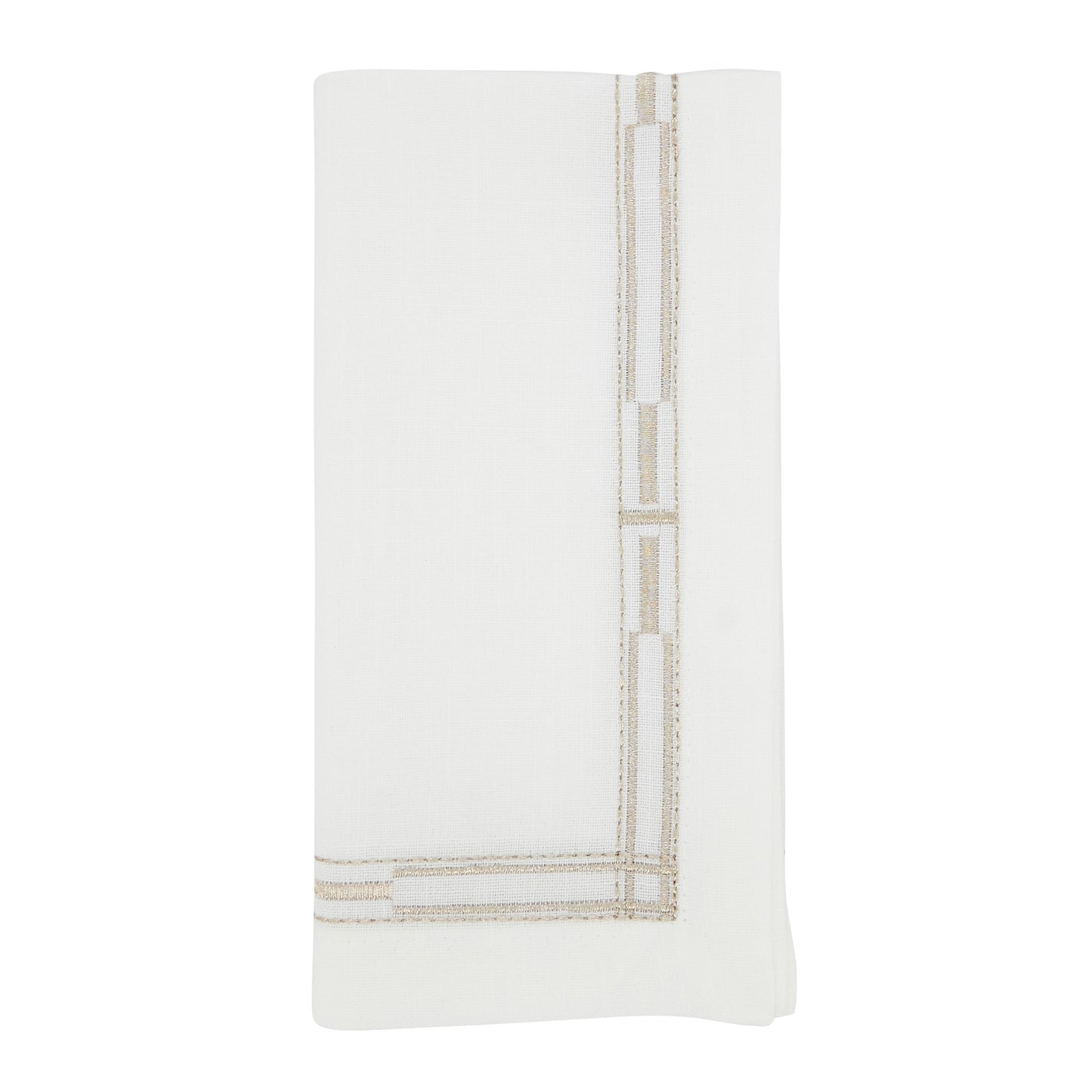Gold Embroidered Border Napkins 100% Polyester, 20 Inch Square (4 pcs.)