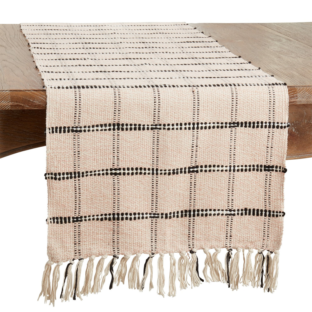 Everyday / All Season Natural Beige Checker Table Runner, 100% cotton