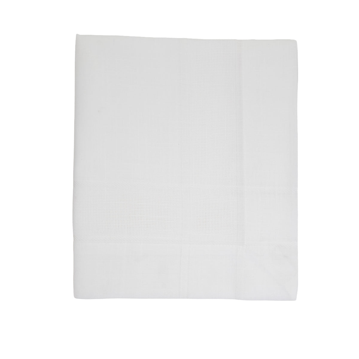 Ivory White Banded Border Tablecloth  100% polyester