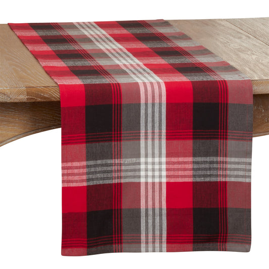 Everyday / All Season Red Plaid Table Runner, 100% cotton