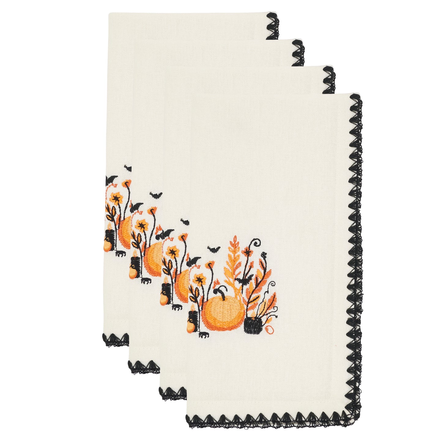 Black Halloween Town Napkins 100% cotton, 18 Inch Square (4 pcs.)