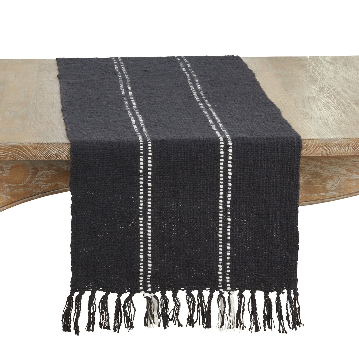 Everyday / All Season Black Stitched Line Table Runner, 100% cotton