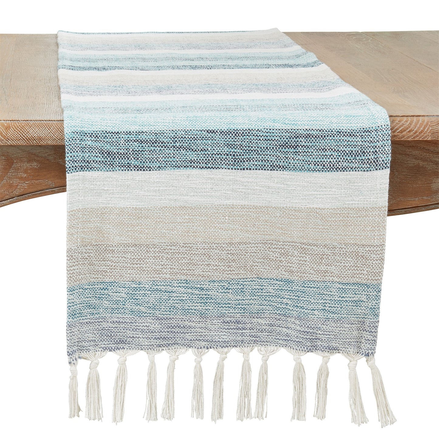 Everyday / All Season Aqua Blue Stripe Table Runner, 80% cotton - 20% acrylic