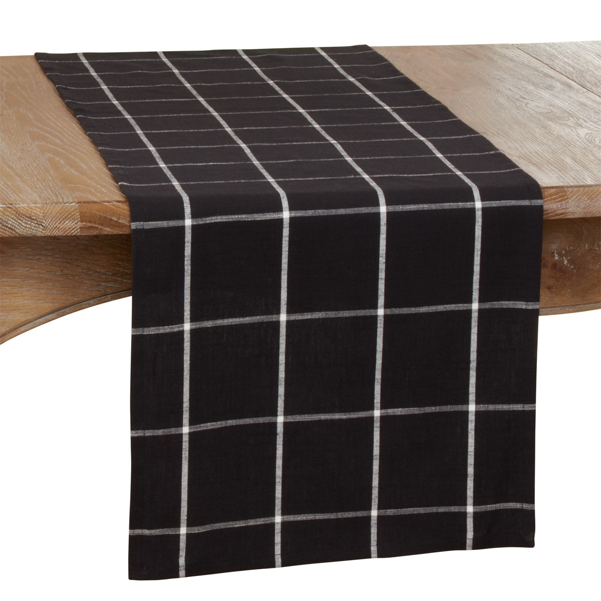 Everyday / All Season Black Plaid Table Runner, 100% cotton
