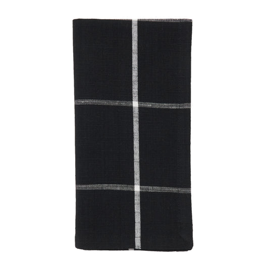 Black Plaid Napkins 100% cotton, 20 Inch Square (4 pcs.)