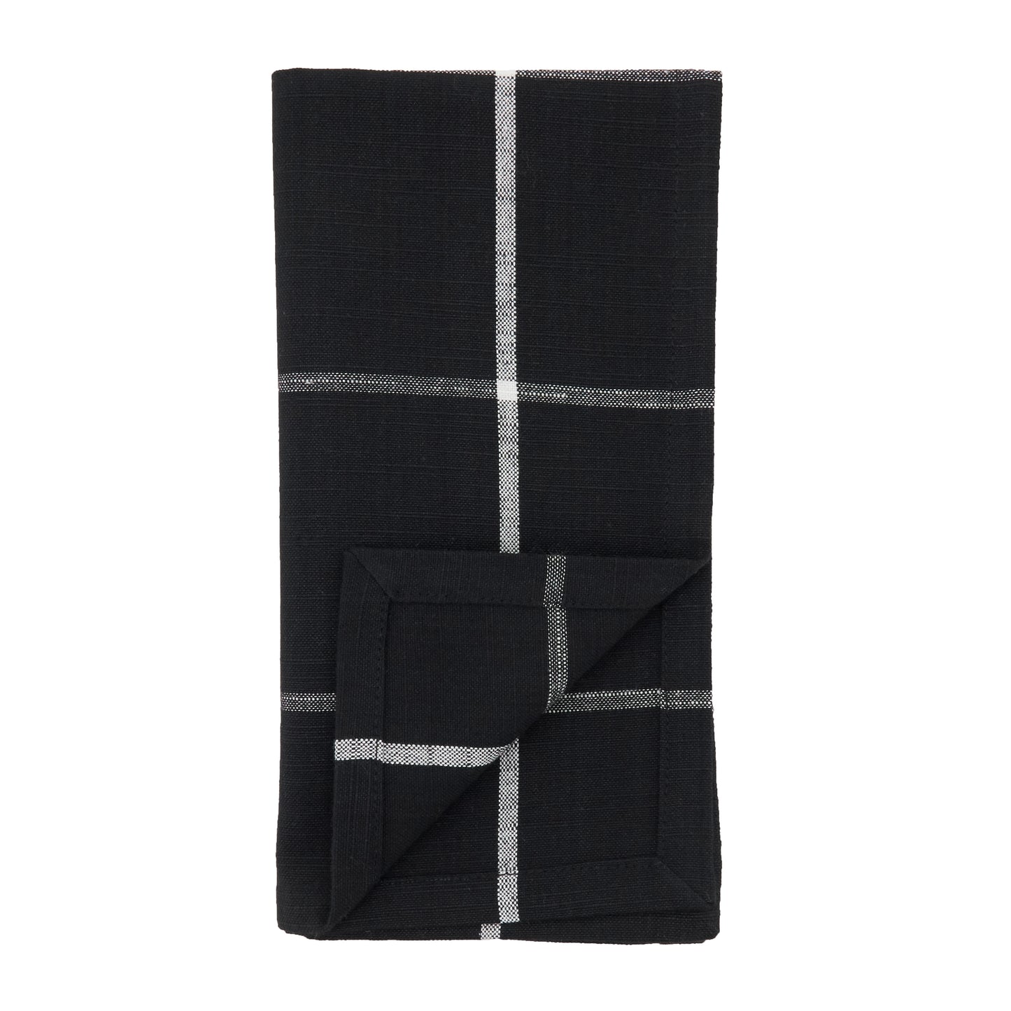Black Plaid Napkins 100% cotton, 20 Inch Square (4 pcs.)