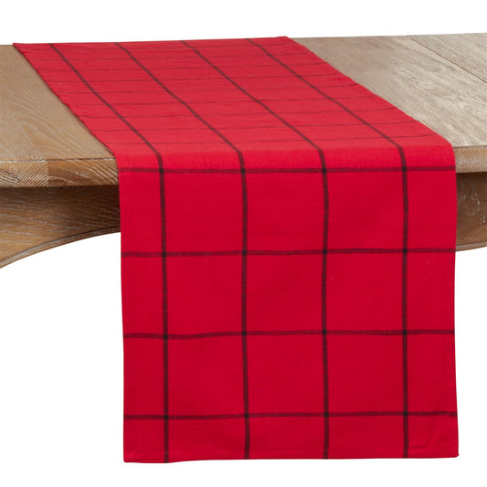 Everyday / All Season Red Plaid Table Runner, 100% cotton