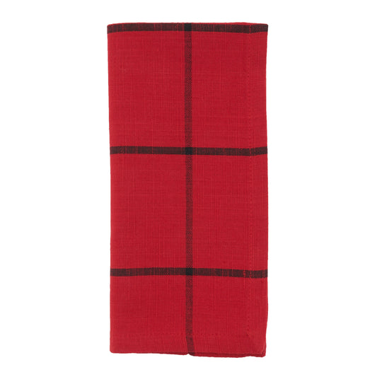 Red Plaid Napkins 100% cotton, 20 Inch Square (4 pcs.)