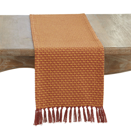 Everyday / All Season Orange Recycled Woven Table Runner, recycled cotton + polyester