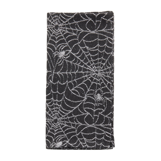 Black Recycled Jacquard Spider Web Napkins 63% cotton - 37% polyester, 20 Inch Square (4 pcs.)