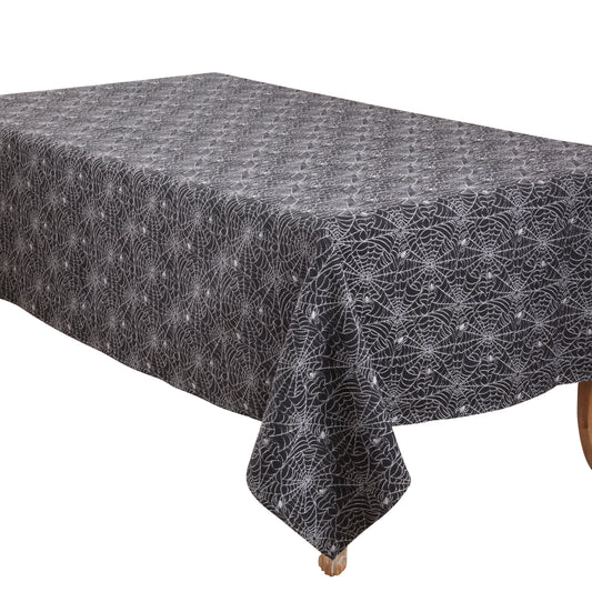 Black  Recycled Jacquard Spider Web Tablecloth  63% cotton - 37% polyester